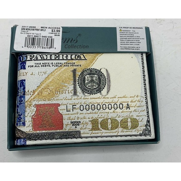 NWT TEMS Collection $100 Print Bill Fold Wallet - Picture 2 of 9